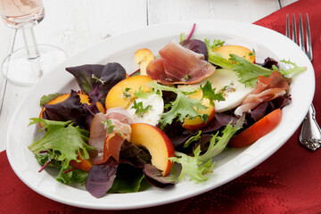 Prosciutto Peach Salad With Fresh Mozzarella