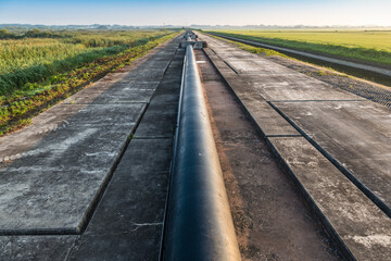 ラムサール条約湿地蕪栗沼ゴム越流堤防蕪栗沼と田園