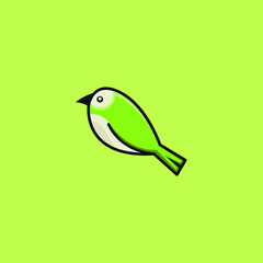 green bird logo. green bird icon isolated on green background.