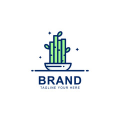 vector illustration of flower in pot. potted flower logo.