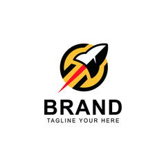 rocket launching logo. science logo with a rocket launching object. rocket icon. science club logo.