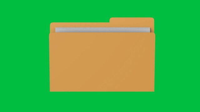 3d rendering file or folder isolated on green screen 4k footage