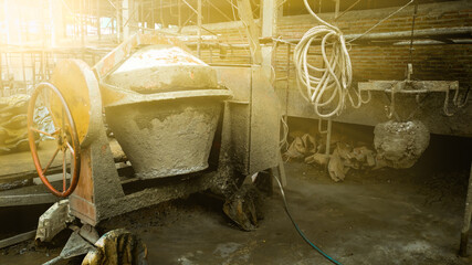  the cement mixer on the construction site