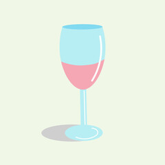  Glass wine glass with wine. vector illustration in a flat style. Element for menu design, printing, and posters