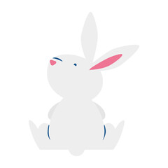cute easter little rabbit seated back character