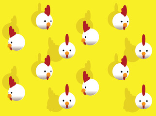 Obraz premium Animal Head Ball Chicken White 3D Cartoon Vector Illustration Seamless Background-01