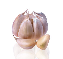 Fresh garlic isolated on white background.