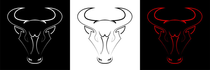 bull, ox head, logo. Symbol of 2021 in the Chinese calendar. Strength, might. Element for tattoo. Vector © RNko