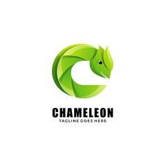 Vector Logo Illustration Chameleon Gradient Colorful Style.