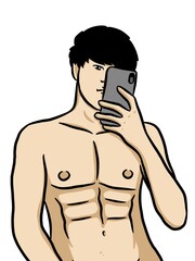 Fototapeta premium cartoon cute man on white background