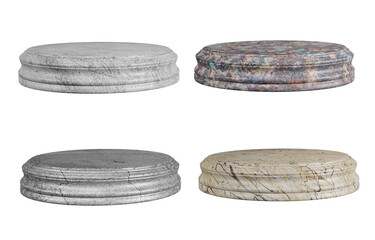 3d illustration wooden pallet marble texture round shape empty pallet for award presentation of product on white background with cutting path For design work