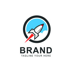 rocket launching logo. science logo with a rocket launching object. rocket icon. science club logo.