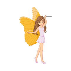 Cartoon little fairy with magic stick