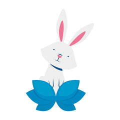 cute easter little rabbit with petals flower character