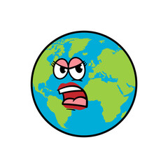 Cartoon Angry Mother Earth Illustration