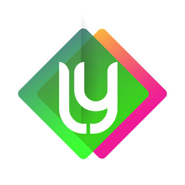 Letter LY logo with colorful geometric shape, letter combination logo design for creative industry, web, business and company.
