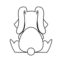 cute easter little rabbit back character line style icon