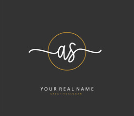 A S AS Initial letter handwriting and signature logo. A concept handwriting initial logo with template element.