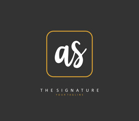 A S AS Initial letter handwriting and signature logo. A concept handwriting initial logo with template element.