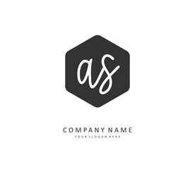 A S AS Initial letter handwriting and signature logo. A concept handwriting initial logo with template element.