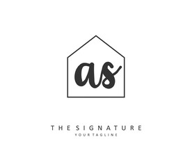 A S AS Initial letter handwriting and signature logo. A concept handwriting initial logo with template element.