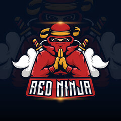 Ninja mascot logo esport. editable vector illustration template. for gaming or organization
