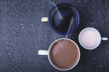 Obraz na płótnie Canvas Cup of hot coffee with different taste