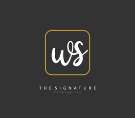 W S WS Initial letter handwriting and signature logo. A concept handwriting initial logo with template element.
