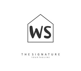 W S WS Initial letter handwriting and signature logo. A concept handwriting initial logo with template element.