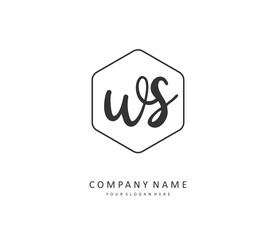 W S WS Initial letter handwriting and signature logo. A concept handwriting initial logo with template element.