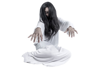 Scary ghost woman crawling