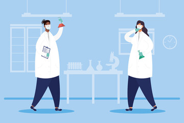 vaccine research with interracial couple doctors characters