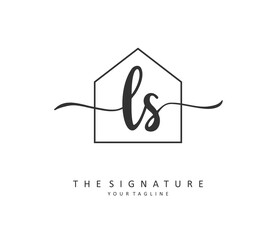 L S LS Initial letter handwriting and signature logo. A concept handwriting initial logo with template element.