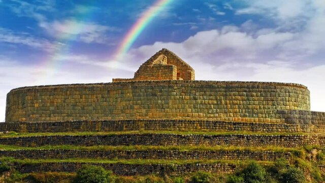 Magn&iacute;ficas ruinas Incas de Ingapirca en la provincia de Ca&ntilde;ar, Ecuador. Animaciones de video 4K