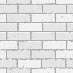 White brick wall texture seamless pattern. Vector illustration