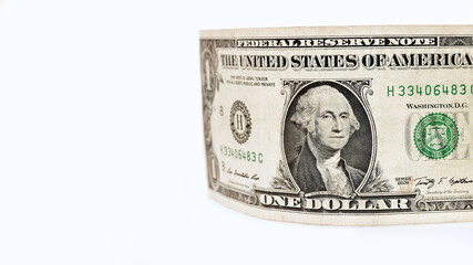 close up of banknote isolated on white background