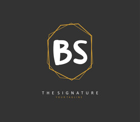 B S BS Initial letter handwriting and signature logo. A concept handwriting initial logo with template element.