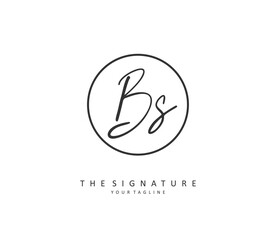 B S BS Initial letter handwriting and signature logo. A concept handwriting initial logo with template element.