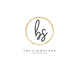 B S BS Initial letter handwriting and signature logo. A concept handwriting initial logo with template element.