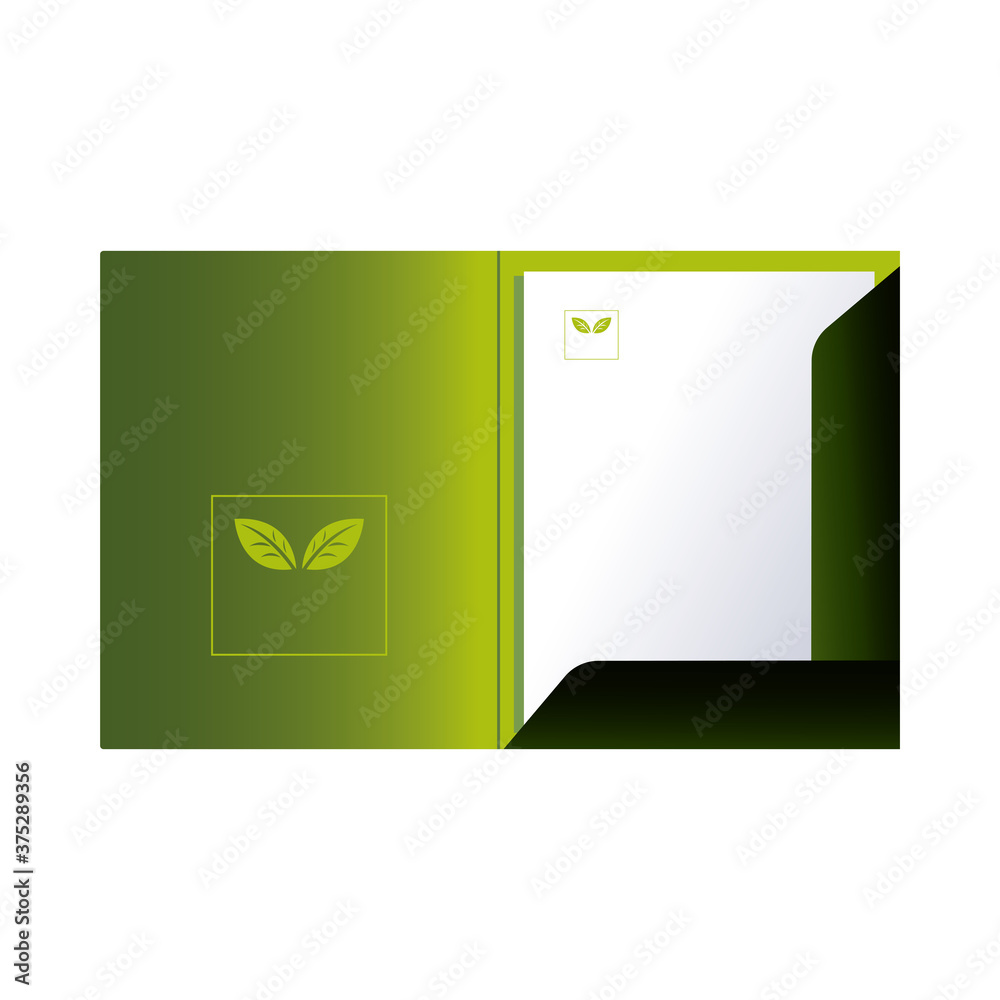 Wall mural green folder and sheets with corporate designs