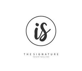 Fototapeta premium I S IS Initial letter handwriting and signature logo. A concept handwriting initial logo with template element.