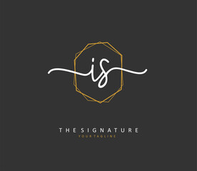 I S IS Initial letter handwriting and signature logo. A concept handwriting initial logo with template element.