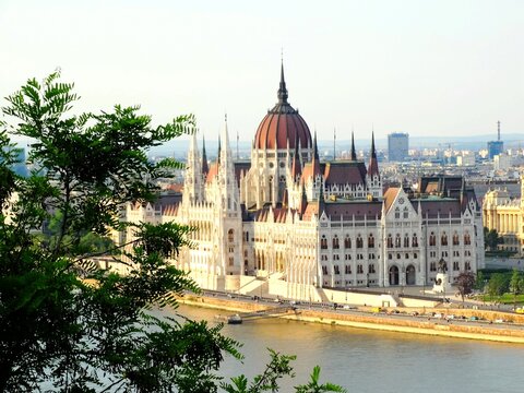 Hungarian Parliament Building besides Danbu River in Budapest in Hungary, a notable?landmark?and a popular travel destination in?Budapest. A neo-Gothic?style and the largest building in Hungary.