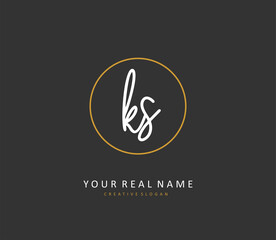 K S KS Initial letter handwriting and signature logo. A concept handwriting initial logo with template element.