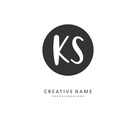 K S KS Initial letter handwriting and signature logo. A concept handwriting initial logo with template element.
