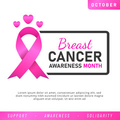 World Breast Cancer poster. web banner. Breast Cancer Awareness Pink Ribbon. Vector illustration.