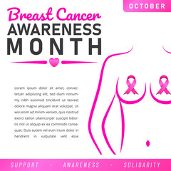 World Breast Cancer poster. web banner. Breast Cancer Awareness Pink Ribbon. Vector illustration.