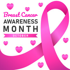 World Breast Cancer poster. web banner. Breast Cancer Awareness Pink Ribbon. Vector illustration.