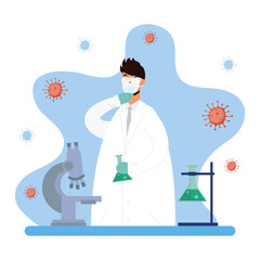 Obraz premium vaccine research with male doctor character