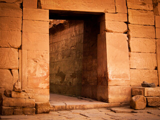 Ancient Egyptian Tomb Doorway in Temple in Luxor, Egypt.